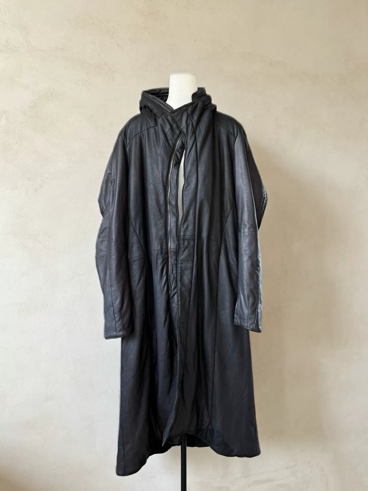 Julius AW12 Runway Hooded Lambskin Long Coat