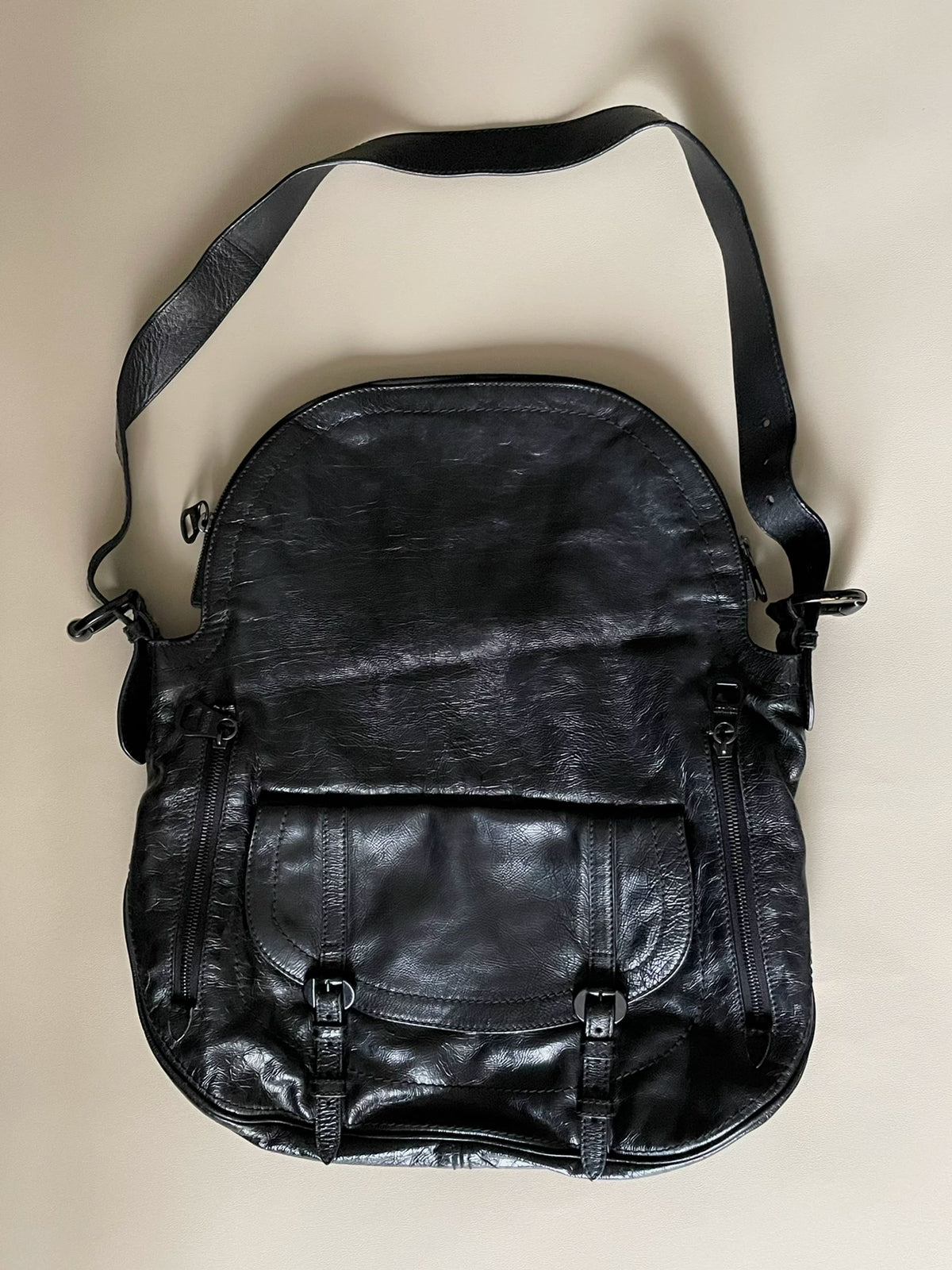 Alexander McQueen Mainline Oiled Wax Leather Saddle Bag