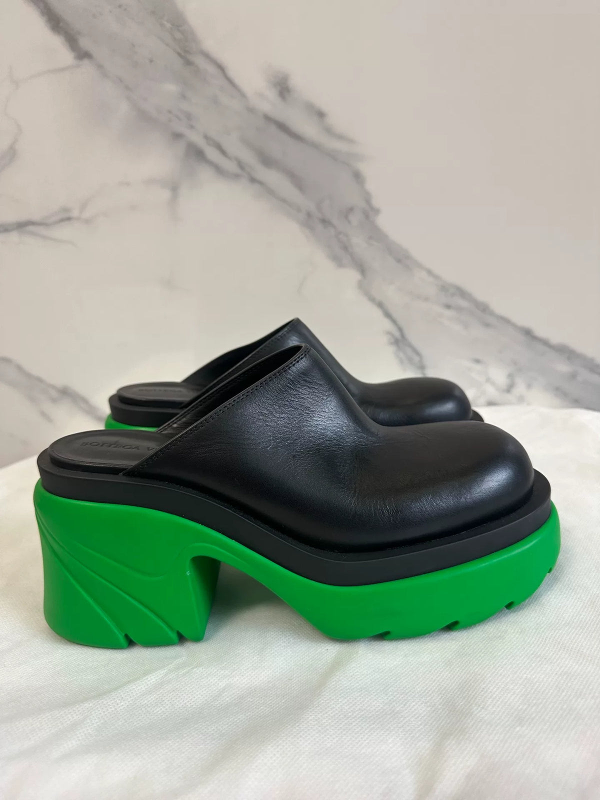 Bottega Veneta Black Flash Platform Mules