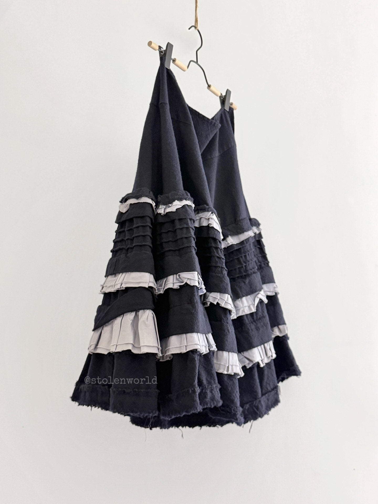 Comme Des Garcons Ruffled Tiered Navy Skirt - Devines