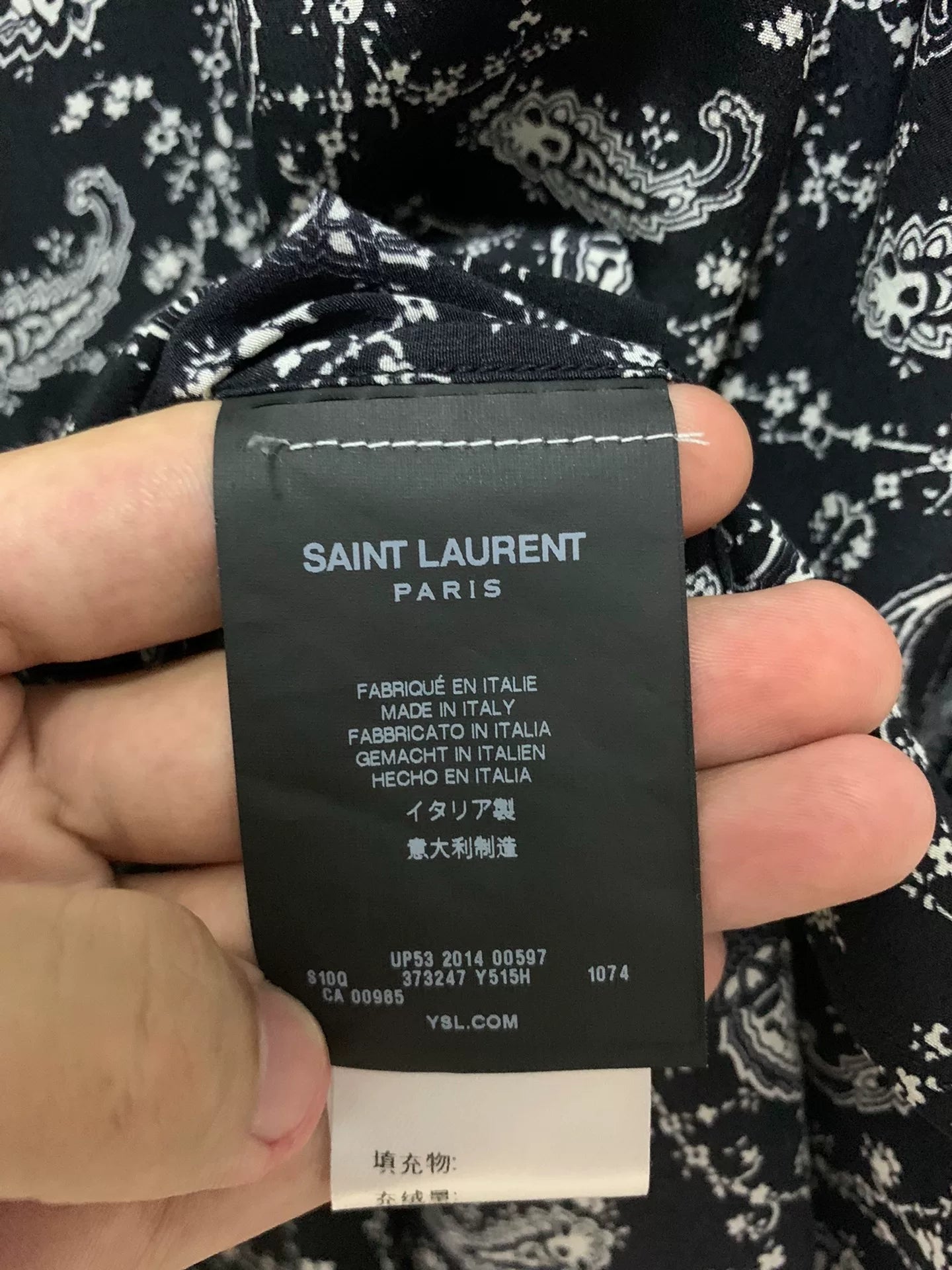 Saint Laurent 15SS Silk Black White Shirt