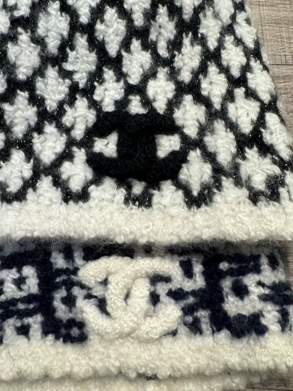 Chanel Black White Tweed Cashmere Beanie