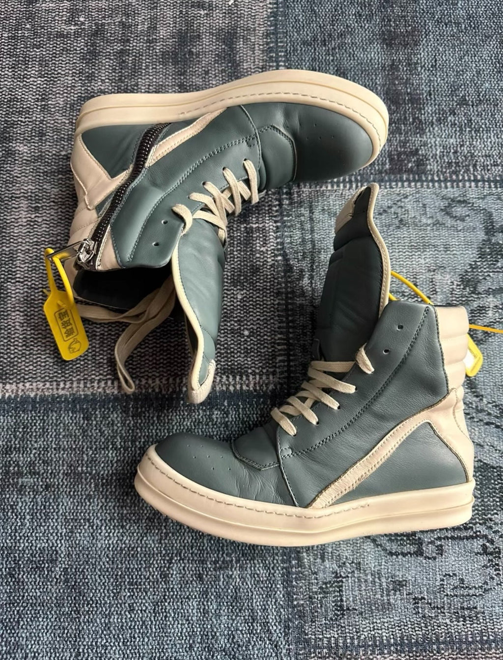 Rick Owens Inverted-Triangle Haze Blue Sneakers
