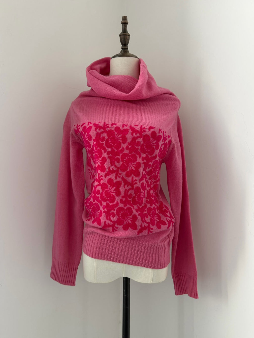 Comme Des Garcons Rei Kawakubo 1999 pink fleece floral pullover sweater