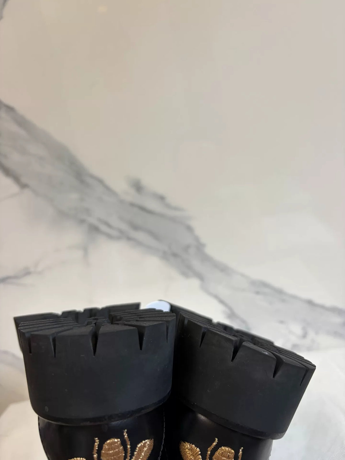 Gucci Black Bee Embroidered Platform Loafers