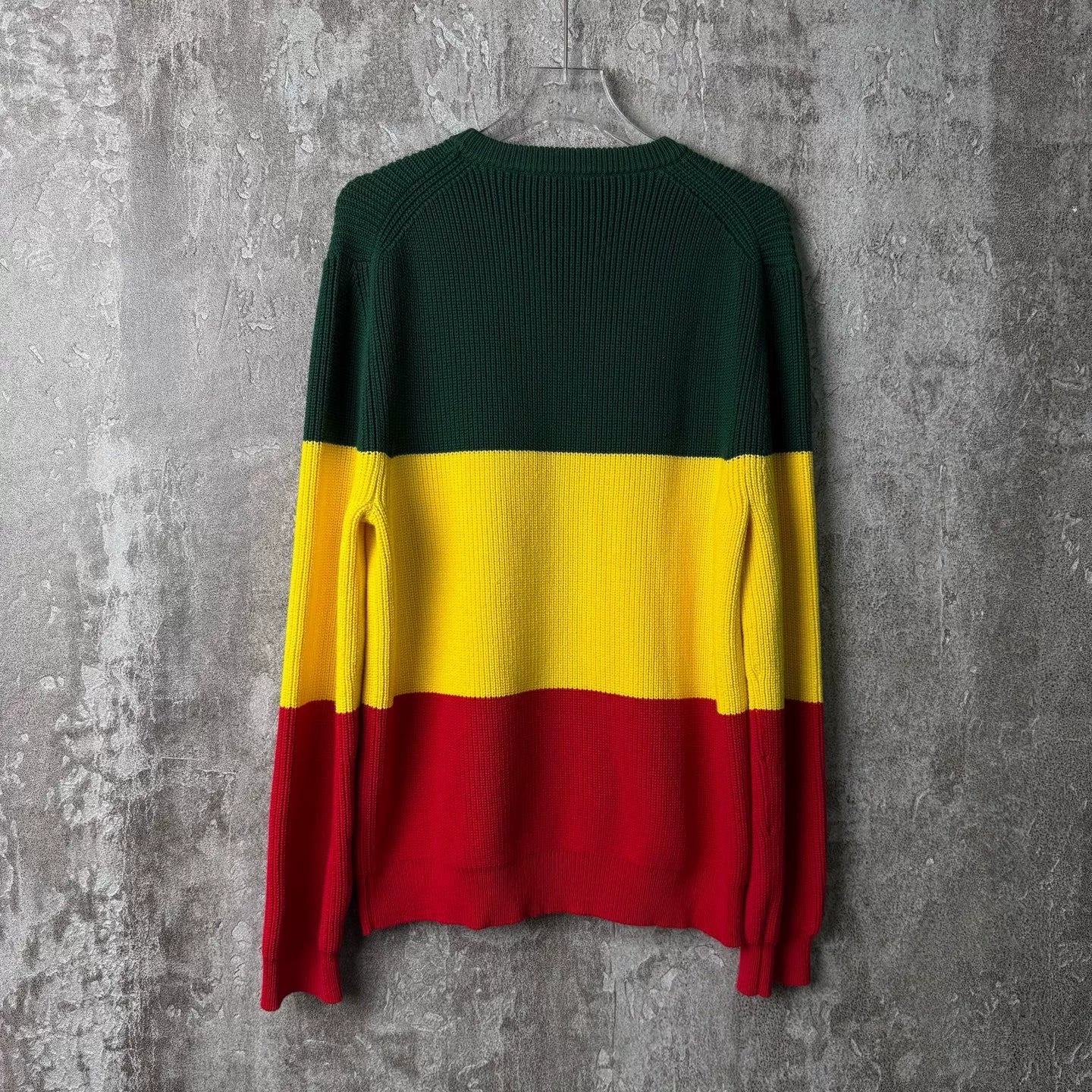 Louis Vuitton three-color patchwork striped knit sweater