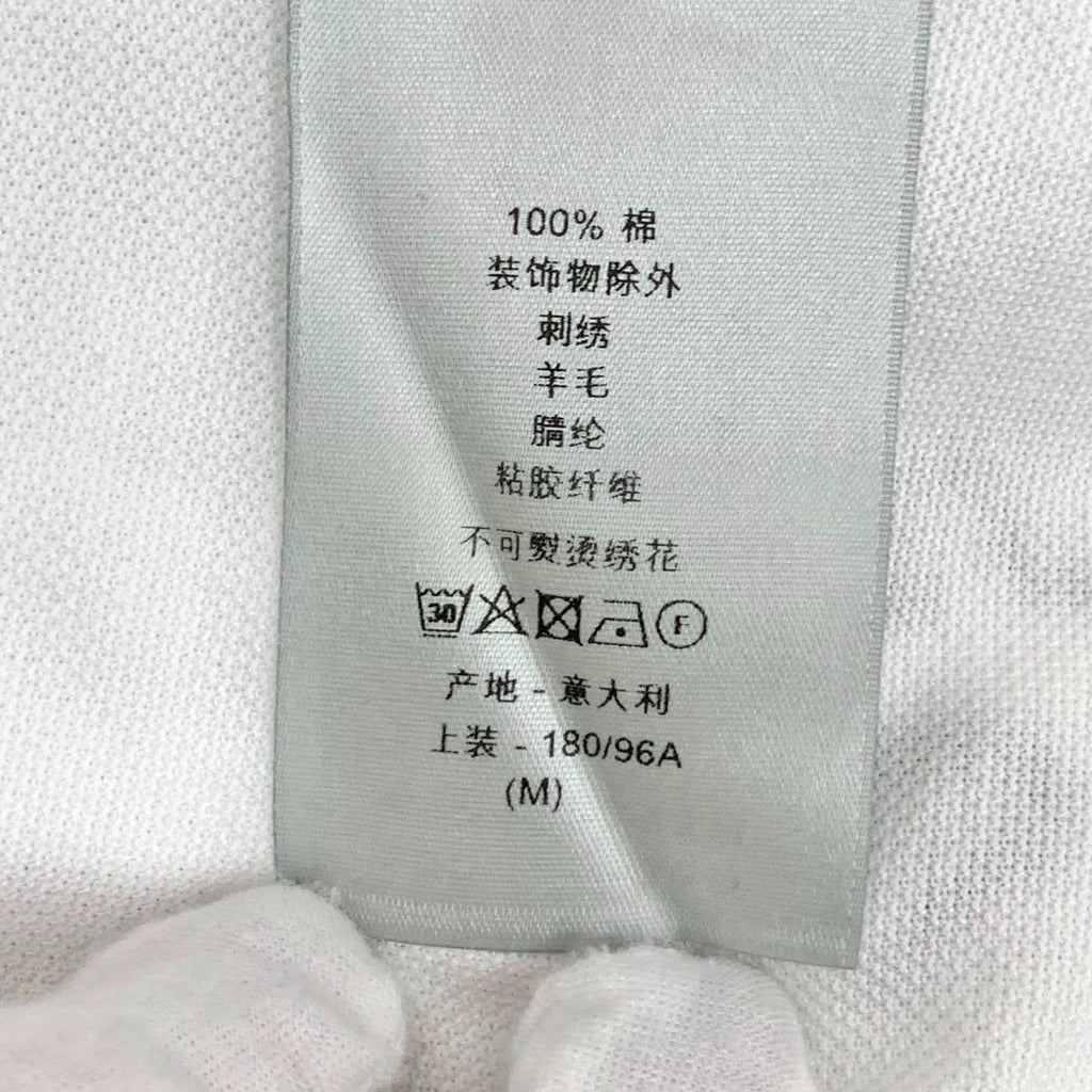 Dior White Letter Embroidery Logo Collared Single-Breasted Cotton Polo Shirt