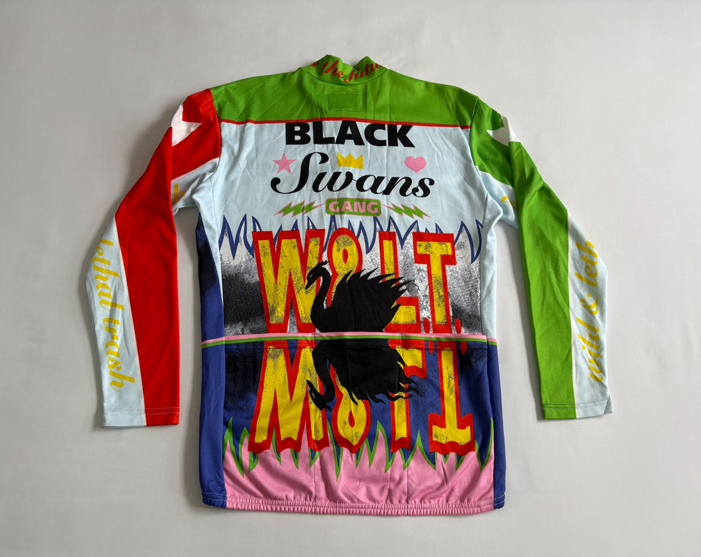 Walter van Beirendonck runway piece swan cycling jersey W&LT vintage 1996 runway archive swan print cycling jersey
