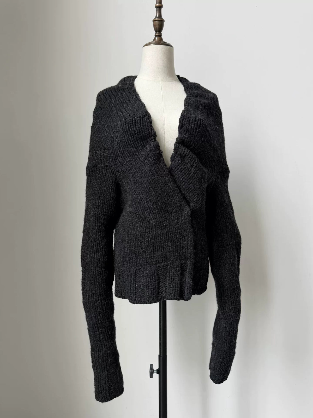 Dries van Noten 2000 Chunky Knit Pullover with Back Neck Stacking Sweater