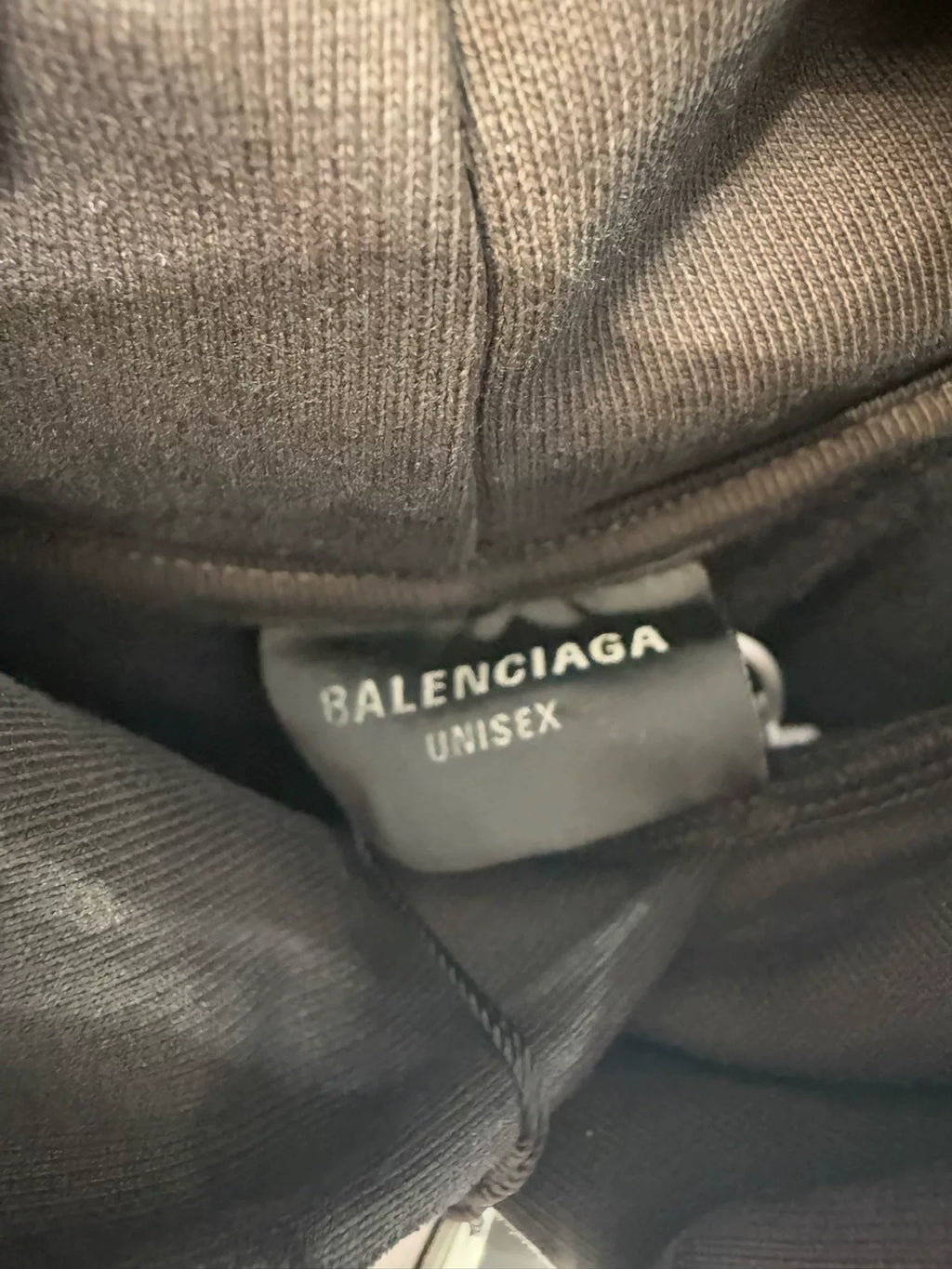 Balenciaga FW23 Black Distressed Letter Print Hooded Sweater