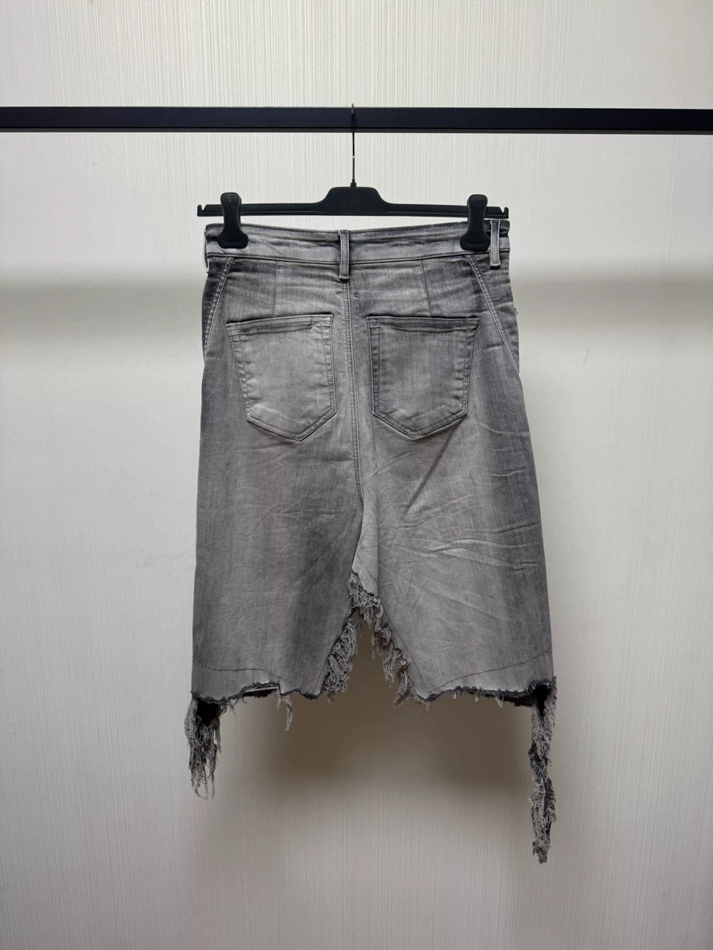 Rick Owens stone-washed distressed tassel pants-skirt