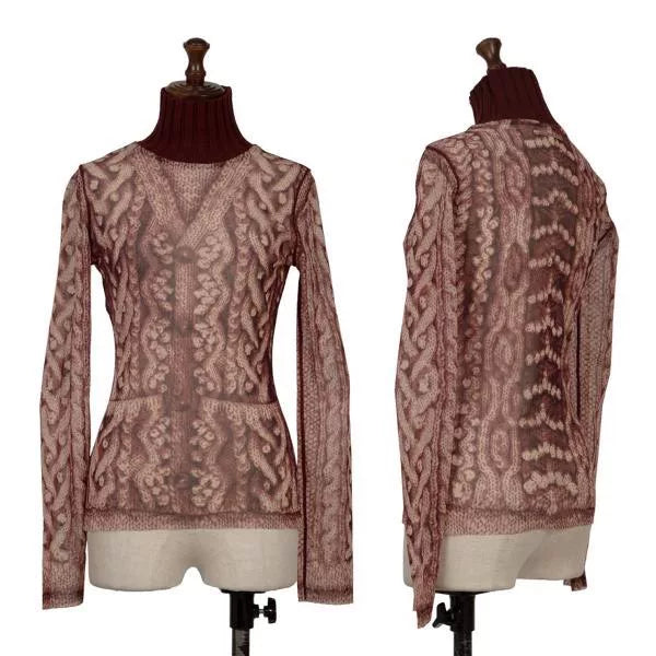 Jean Paul Gaultier Vintage Red Cable Knit Mesh Top