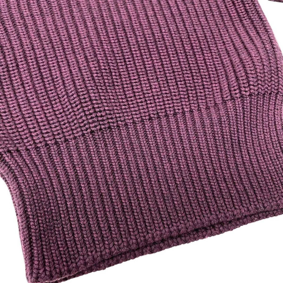 Miu Miu Burgundy Crew Neck Wool Waffle Knit Top