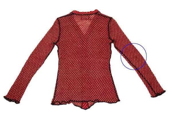 Jean Paul Gaultier Vintage Red Polka Dot V-Neck Mesh Top