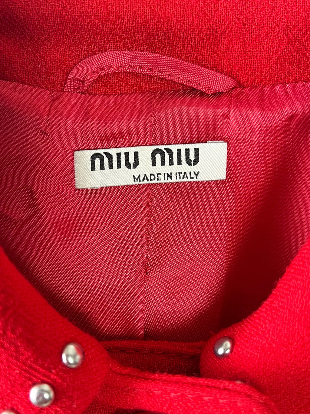 Miu Miu red beaded wool coat