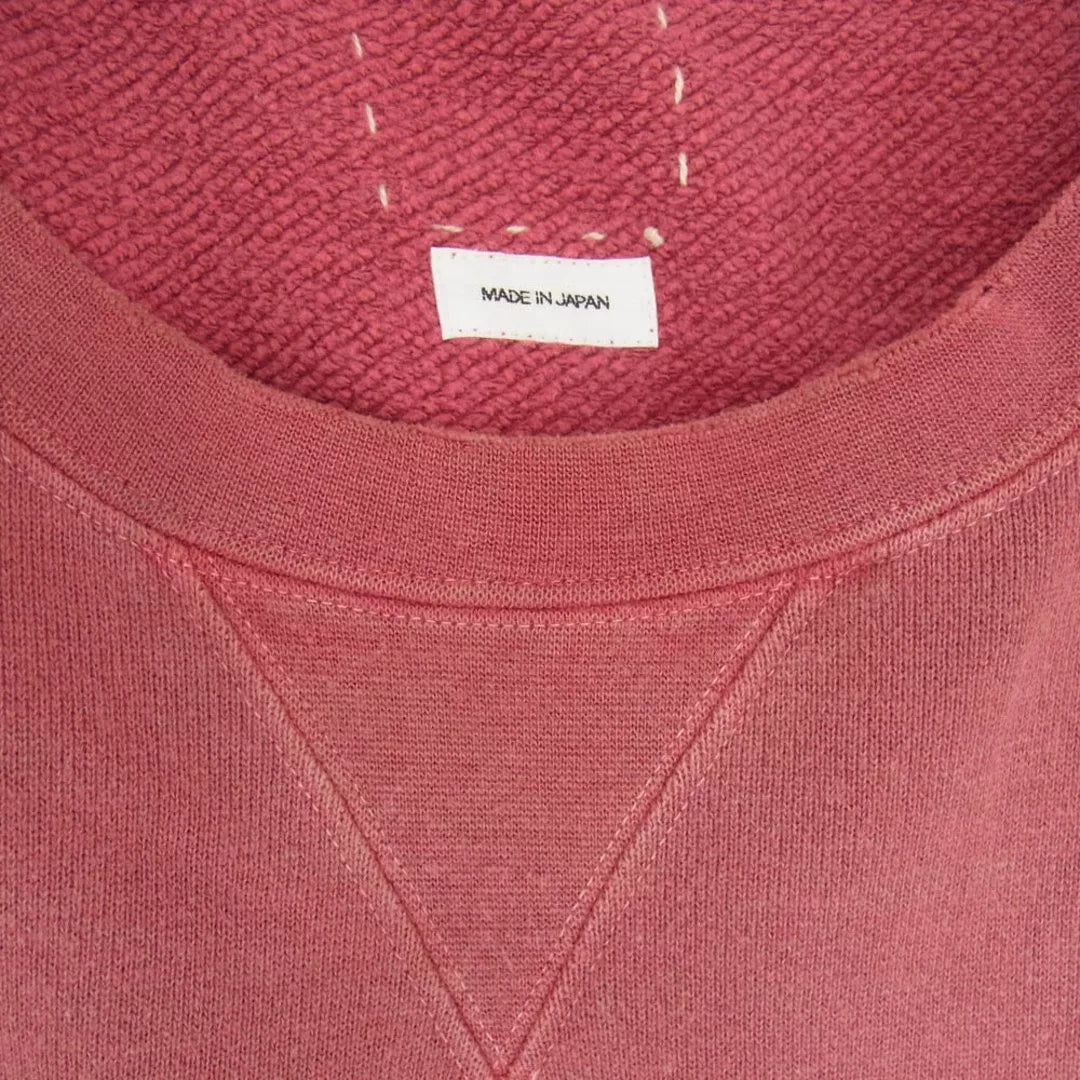 Visvim 21AW Jumbo Sweat 3/4 Sleeve Crash Red Cotton Sweatshirt
