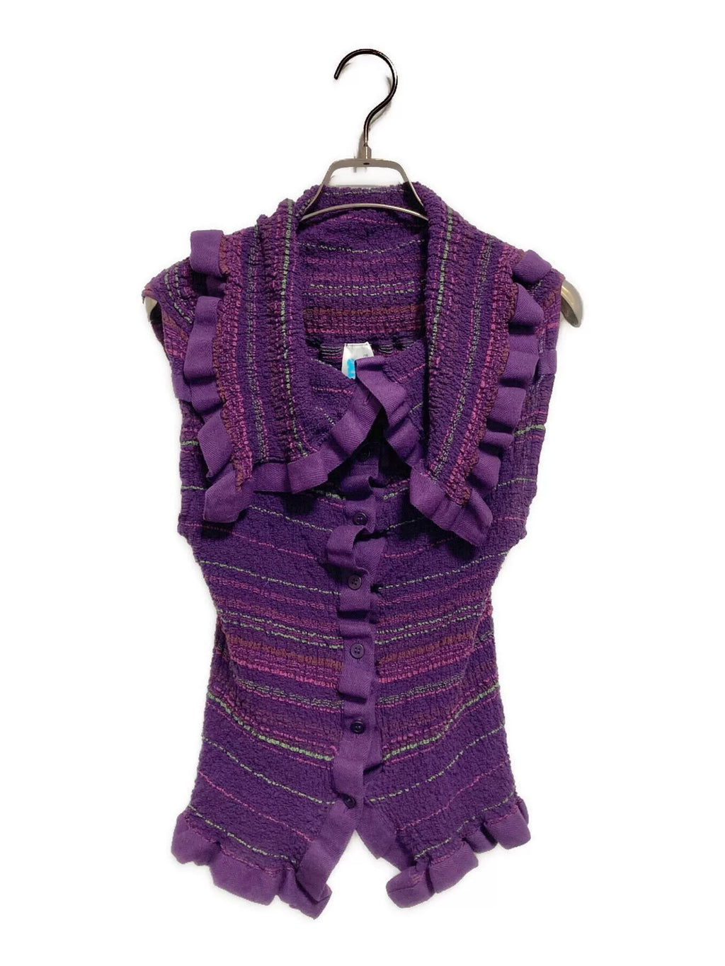 Issey Miyake Purple Pleated Sleeveless Top