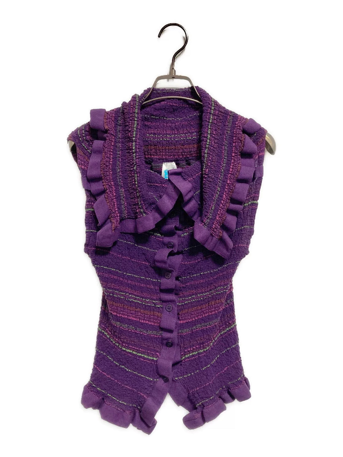 Issey Miyake Purple Pleated Sleeveless Top