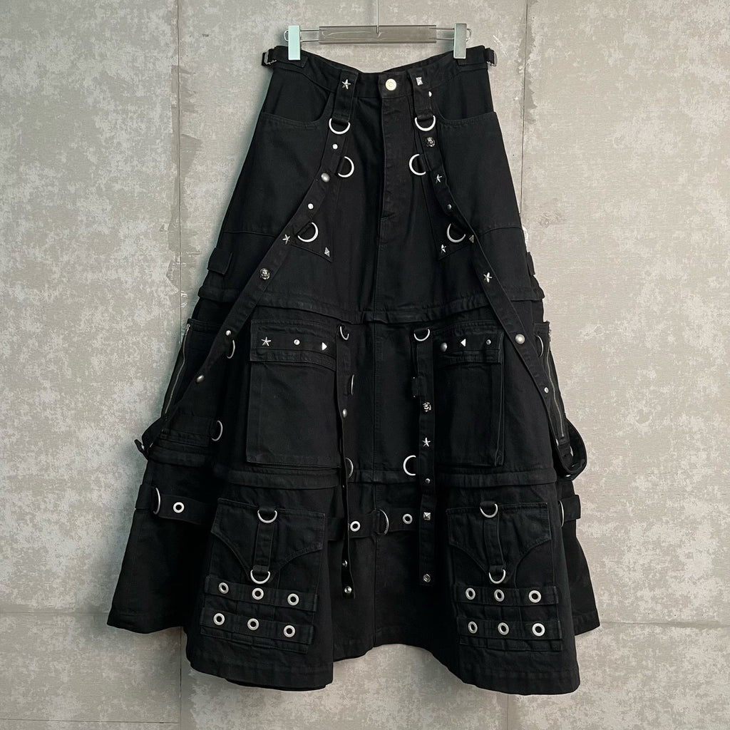 Balenciaga Black Punk-Style Utility Skirt