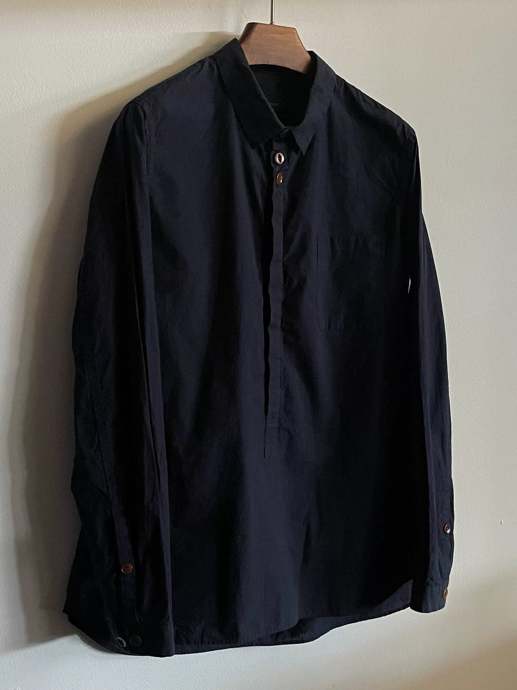 Undercover navy blue Henry collar shirt