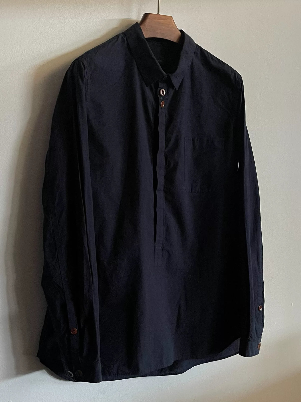 Undercover navy blue Henry collar shirt