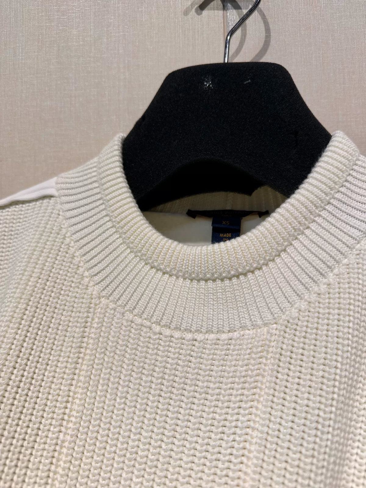 Louis Vuitton White Embossed Logo Knit Panel Hooded Sweater