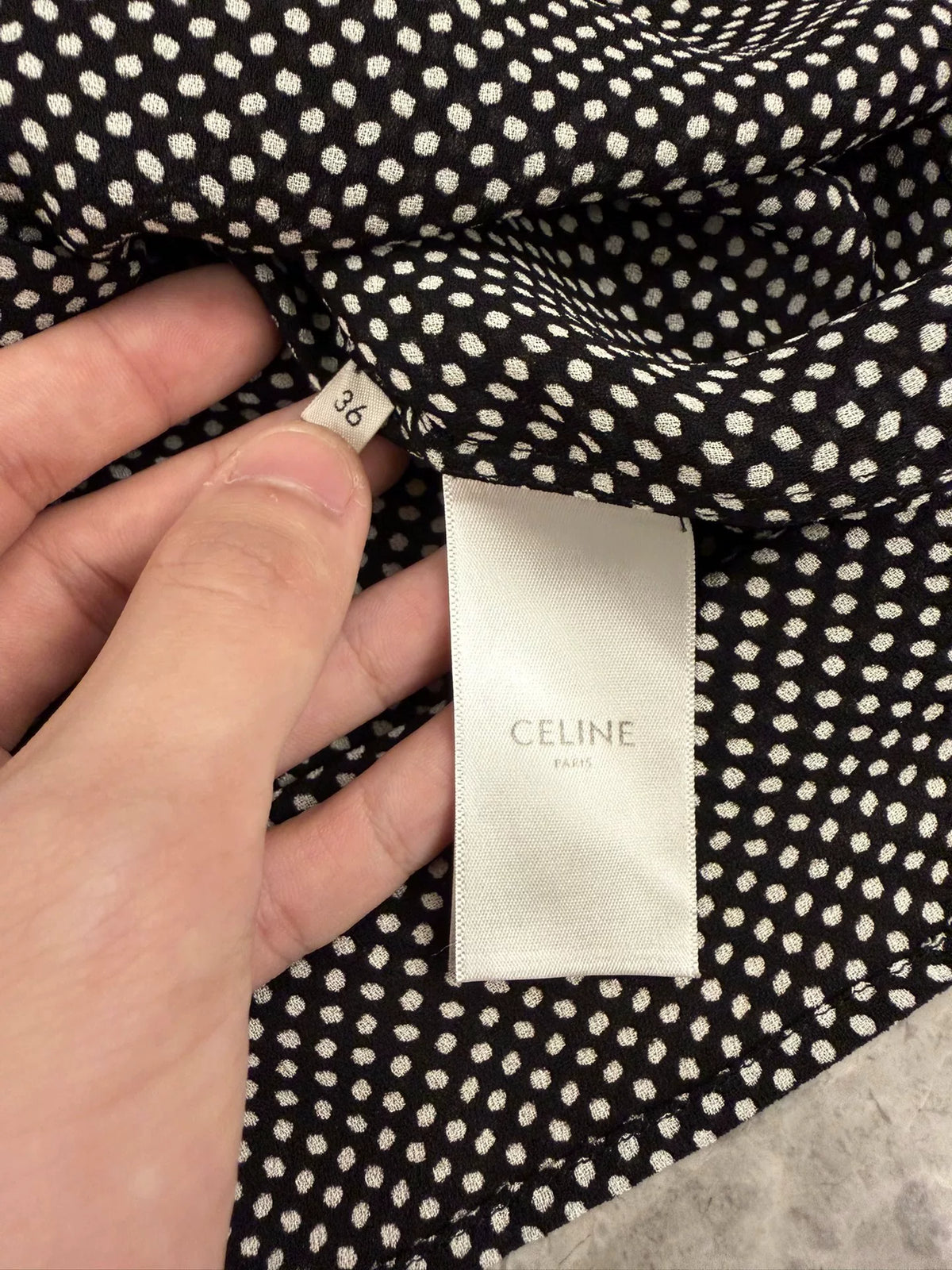 Celine Polka Dot Print Petal-Collar Long Sleeve Shirt by Hedi Slimane