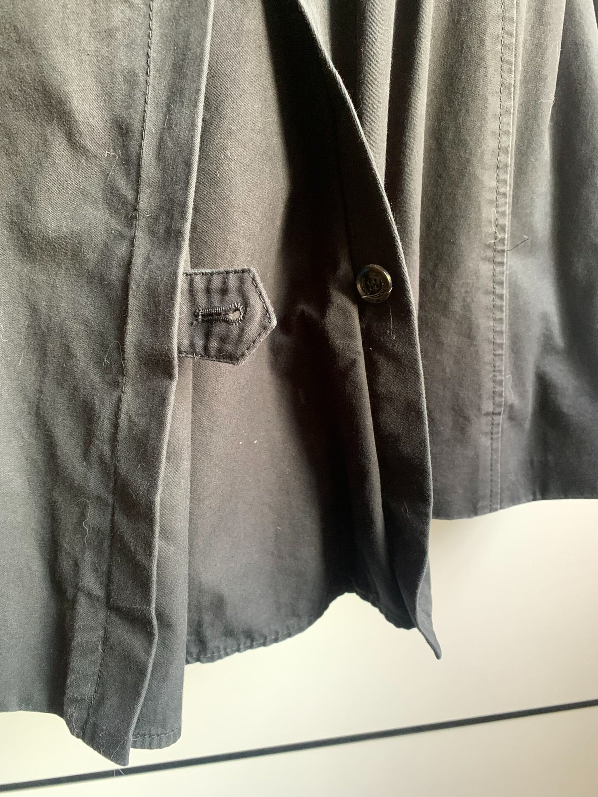 Burberry Black Leather-Panel Trench Coat