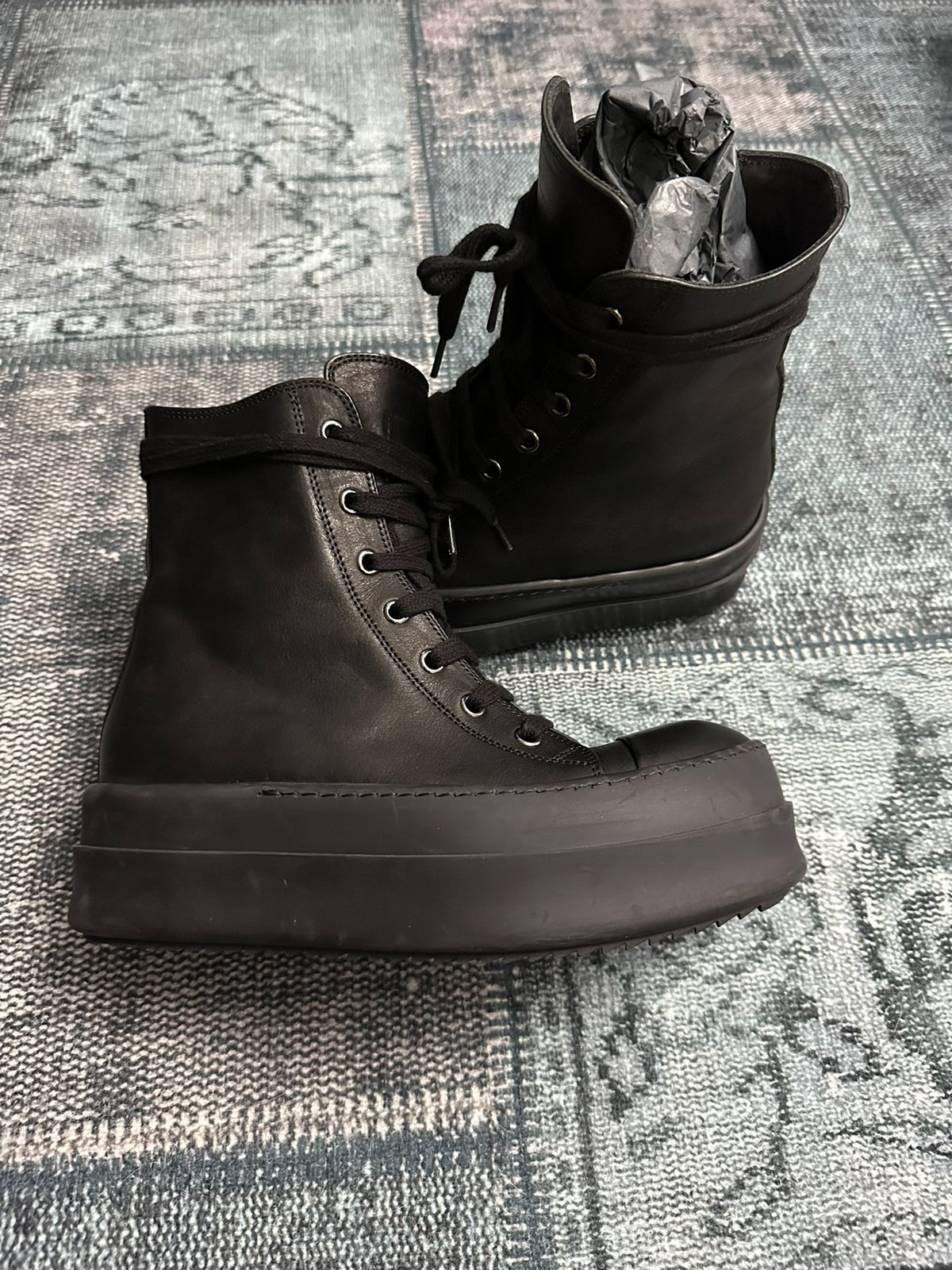 Rick Owens Black High-Top Sneakers