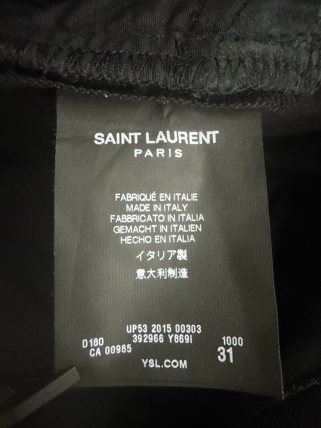Saint Laurent Slp15fwd02 Zip Zipper Leather Black Jeans