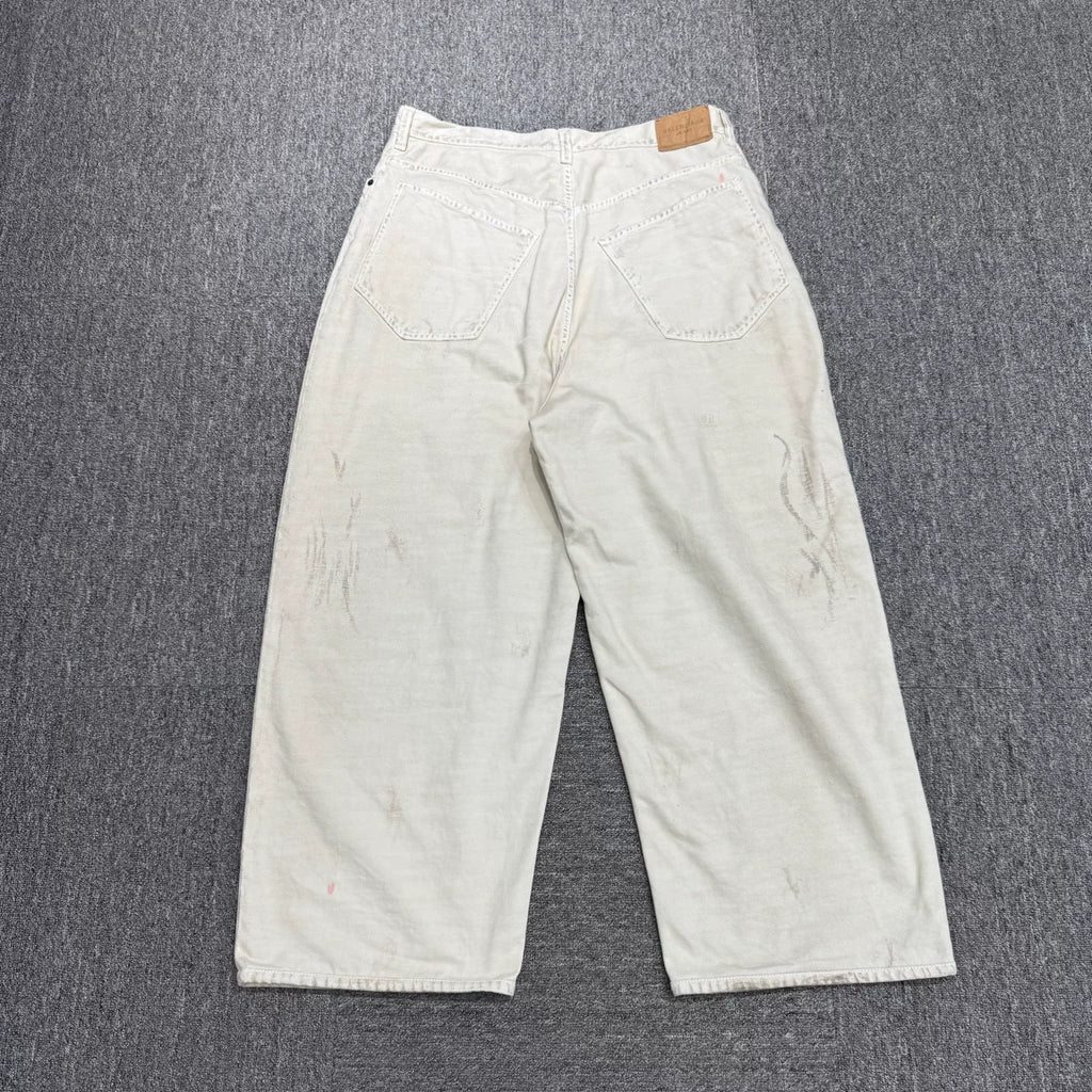 Balenciaga Black Paint-Splatter Distressed Wide-Leg Jeans