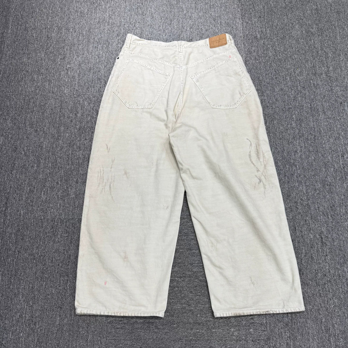 Balenciaga Black Paint-Splatter Distressed Wide-Leg Jeans