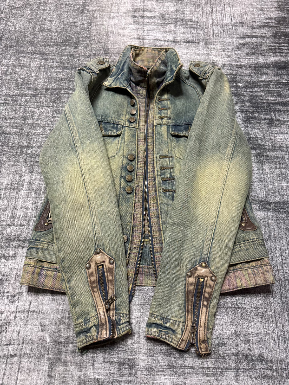 LGB-style vintage Japanese brand TRIXY washed epaulet denim jacket