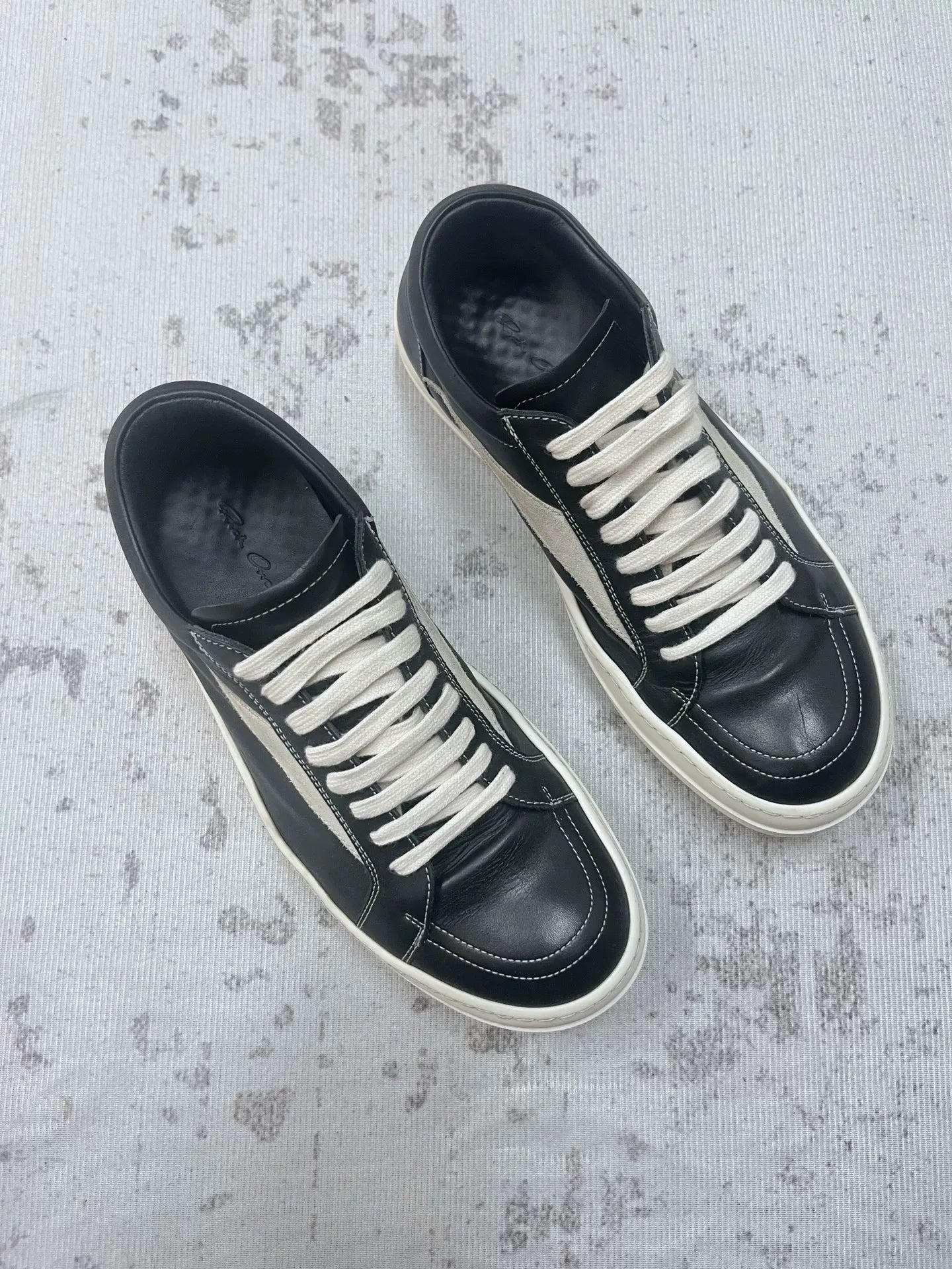 Rick Owens Leather Panelled Sneakers | Black