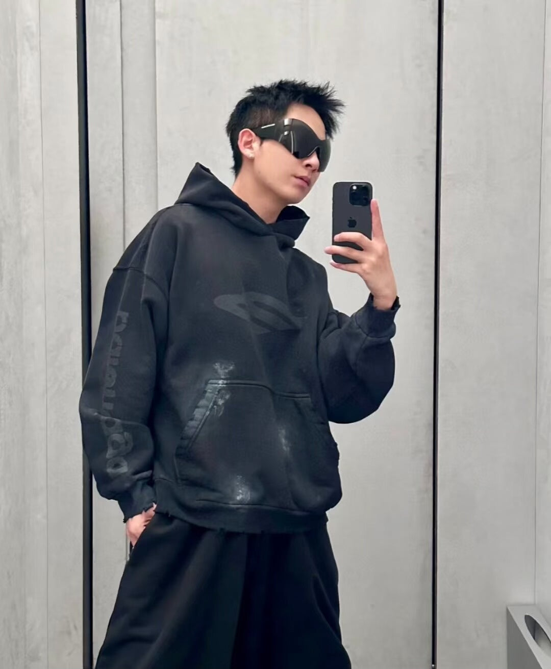 Balenciaga Hooded 3b Paint-Splatter Hoodie