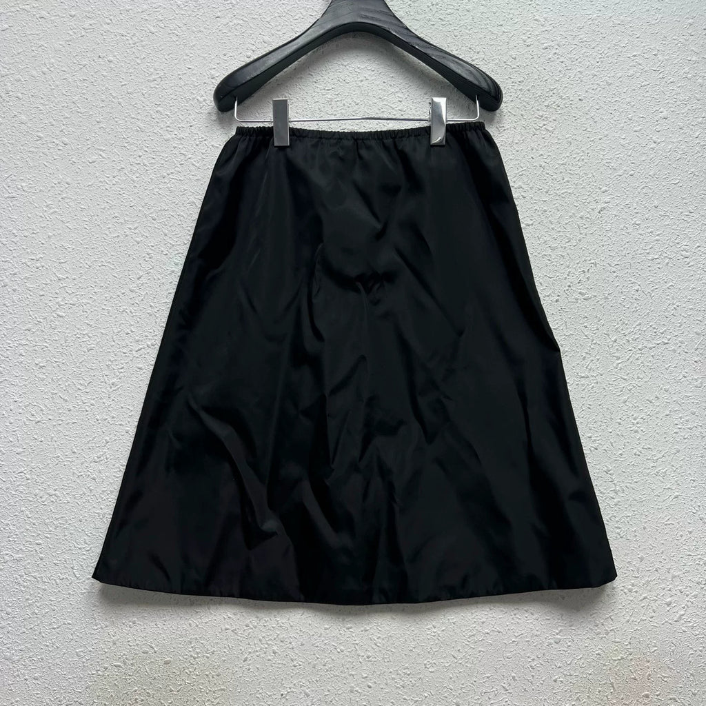 PRADA metal triangle logo zip skirt