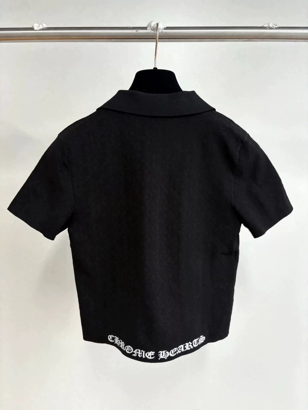 Chrome Hearts Black White Dark Pattern Viscose Nylon Knit Top