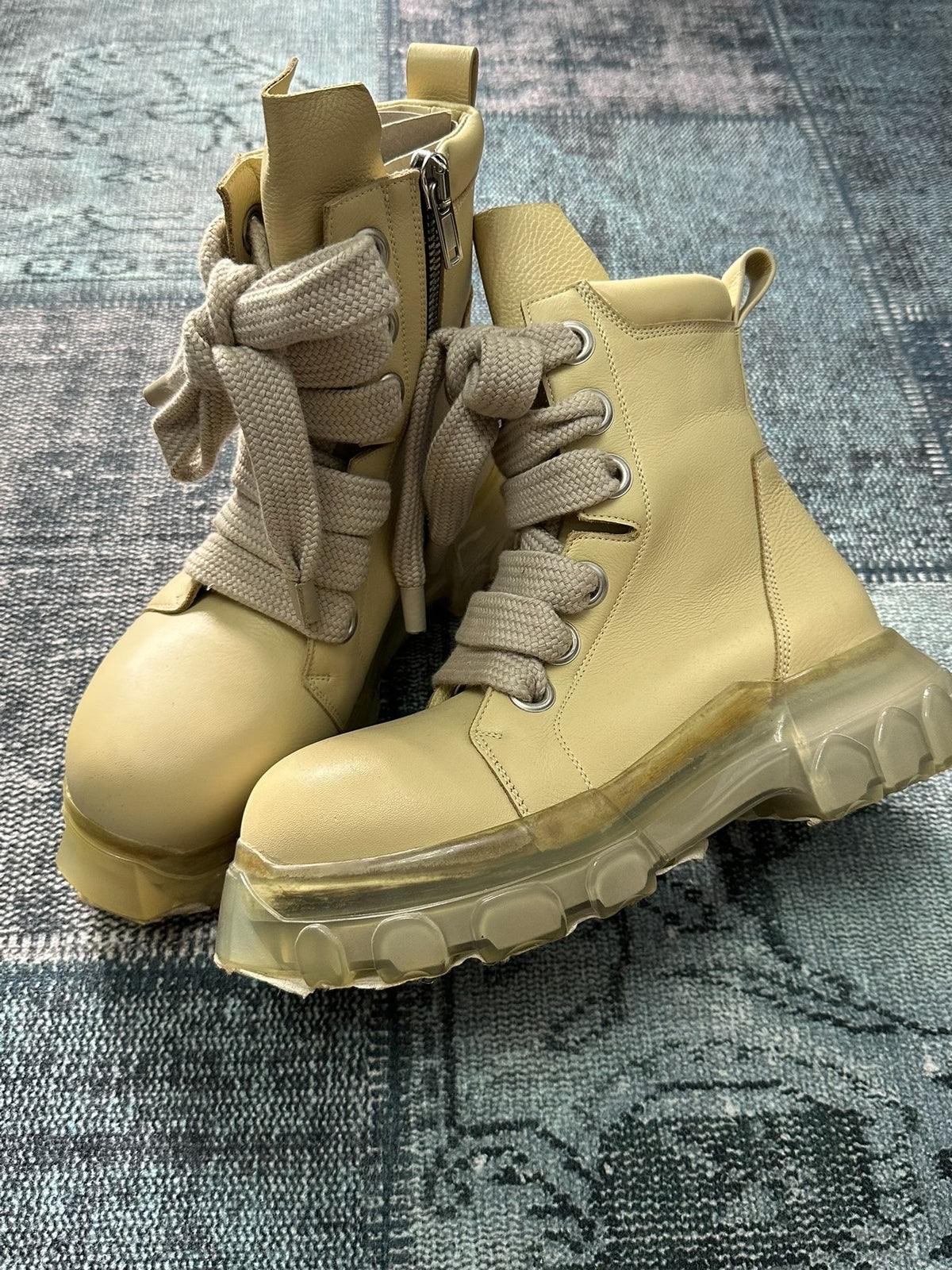 Rick Owens thick-lace transparent octopus-sole military boots