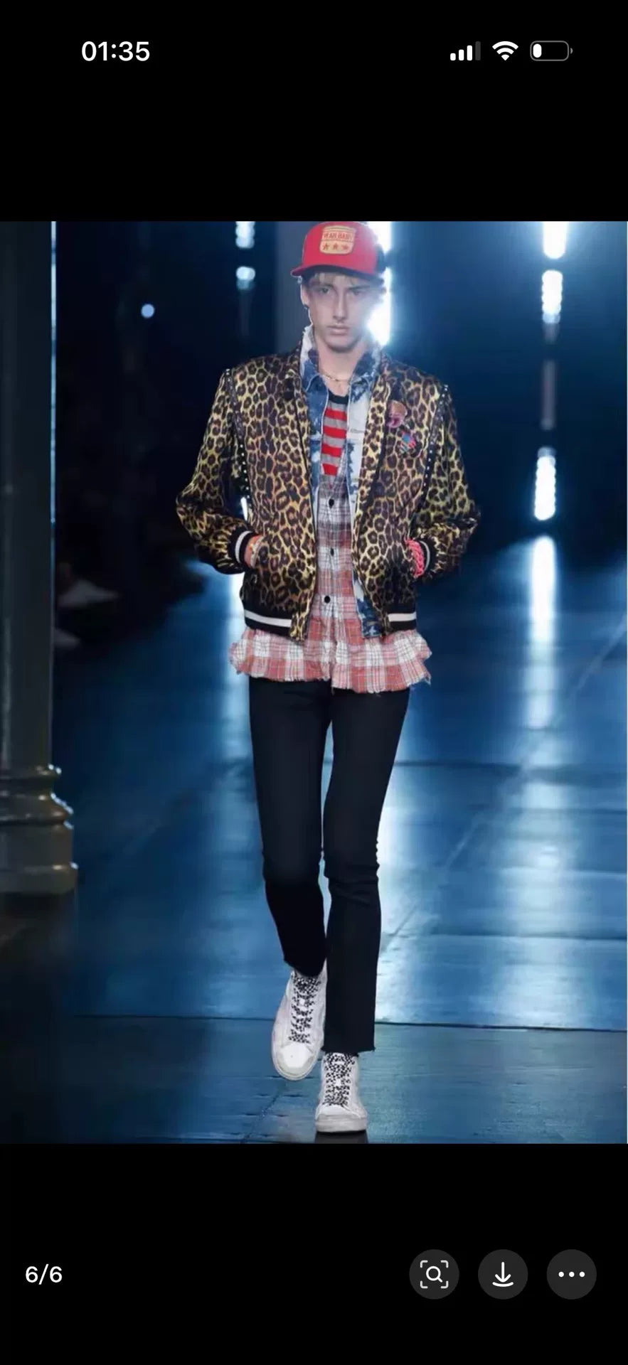 Saint Laurent Paris SS16 SL/37M White Distressed Checkerboard Laces Rivet High Top Sneakers by Hedi Slimane
