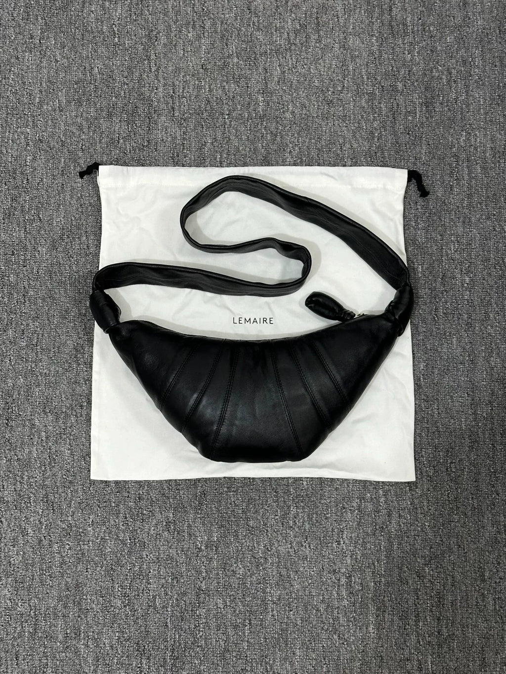 Lemaire Black Sheepskin Croissant 26SS Pocket Bag