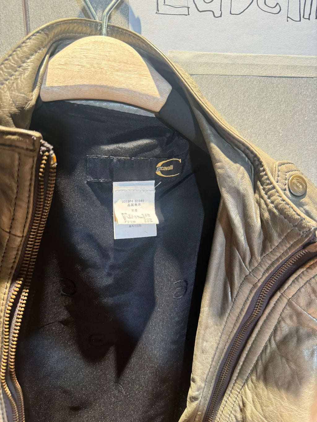 Just Cavalli Multi-Pocket Overlapping Zip Lambskin Jacket
