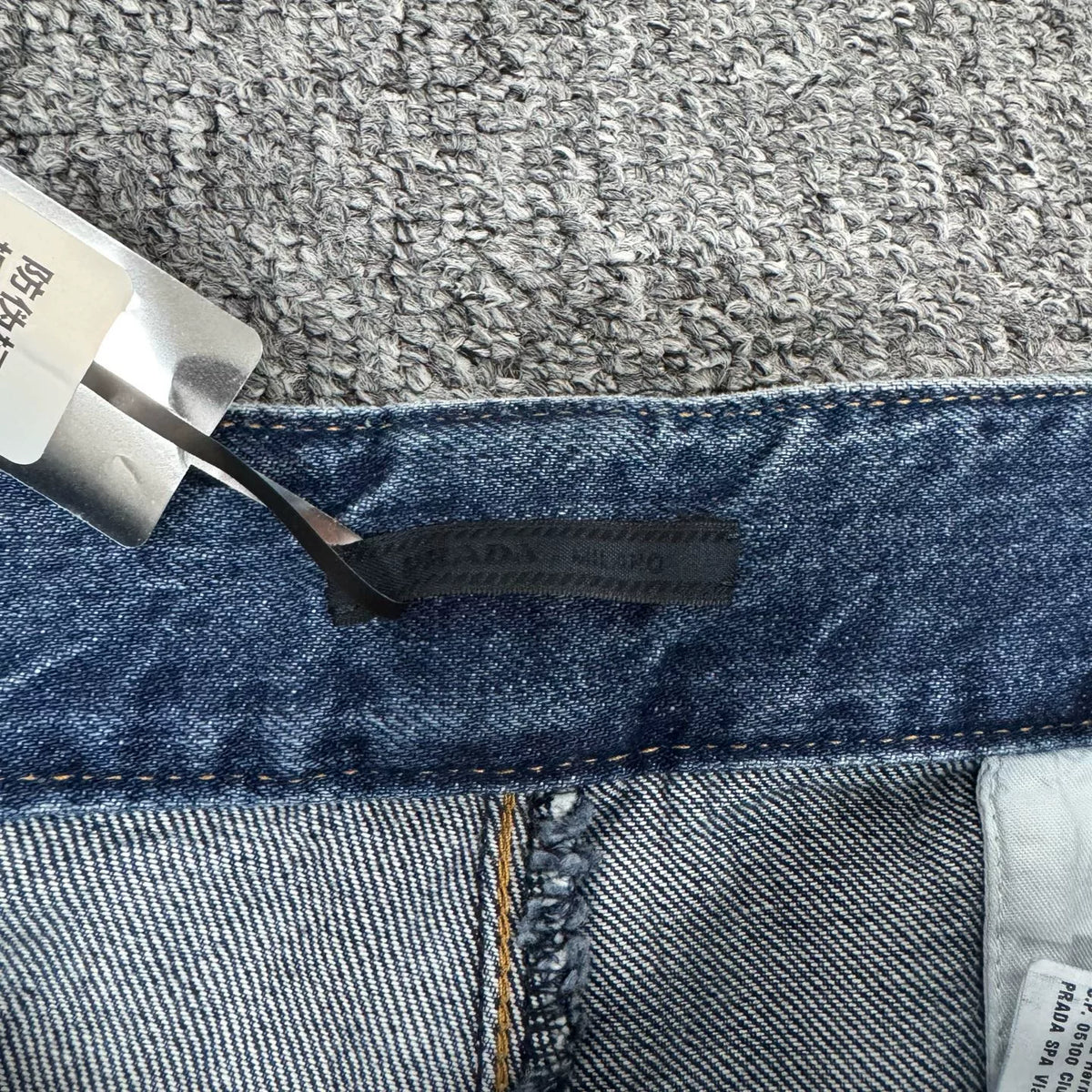Prada Triangle Logo Denim Shorts