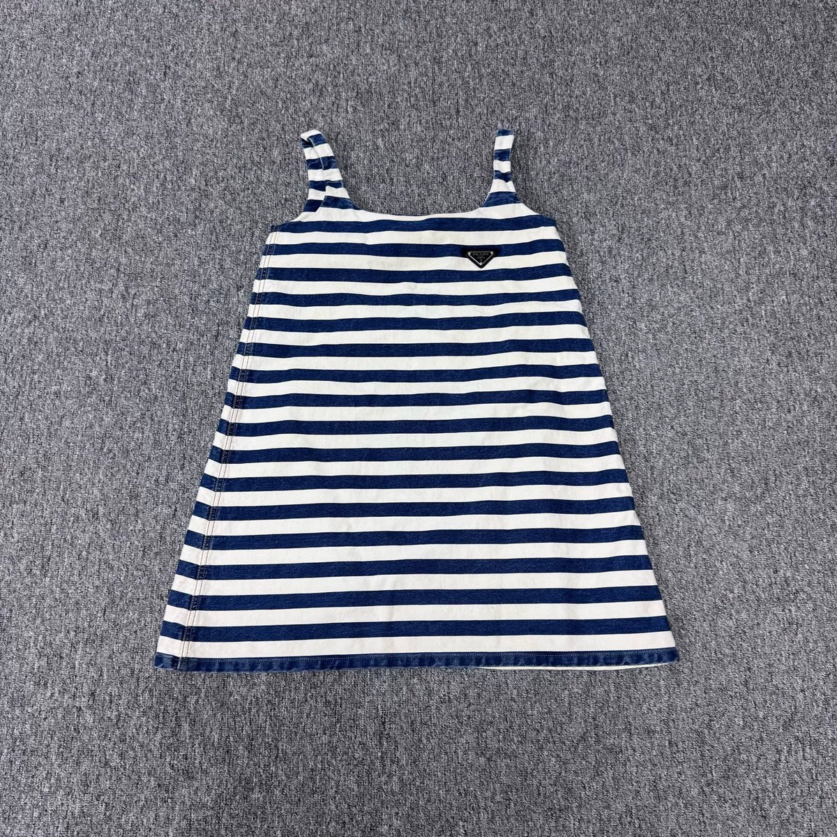 Prada Triangle Logo Striped Denim Skirt