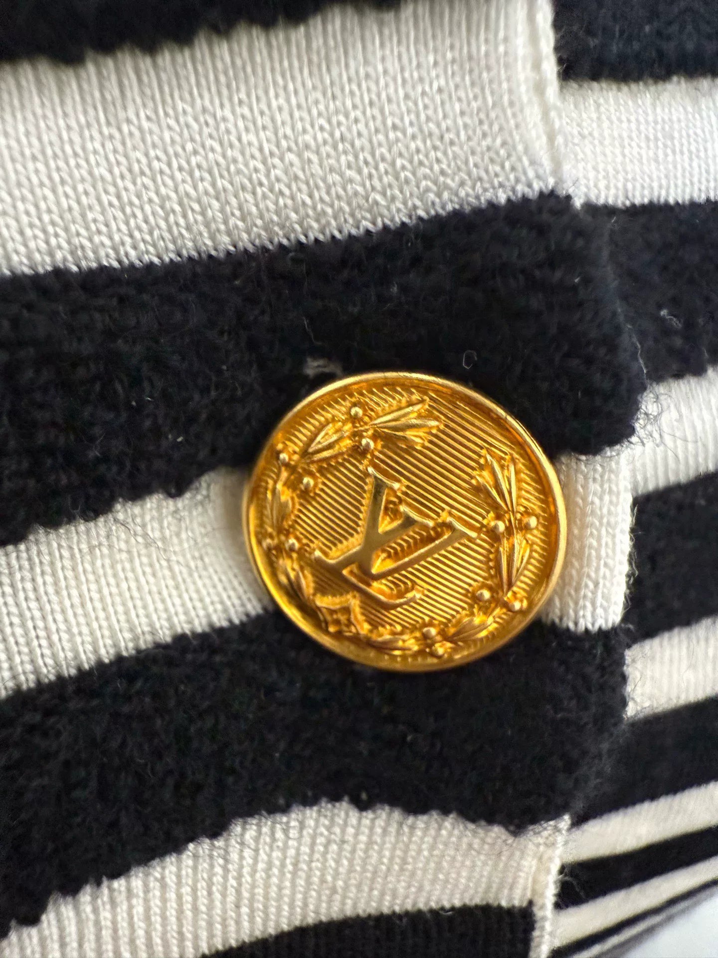 Louis Vuitton Gold Logo Wool Cardigan