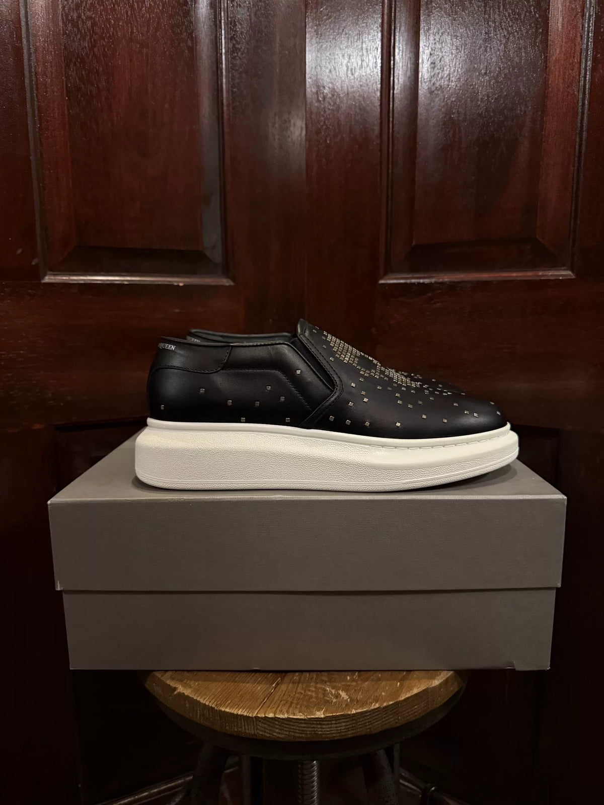 Alexander McQueen SS16 Black Studded Skull Platform Sneakers