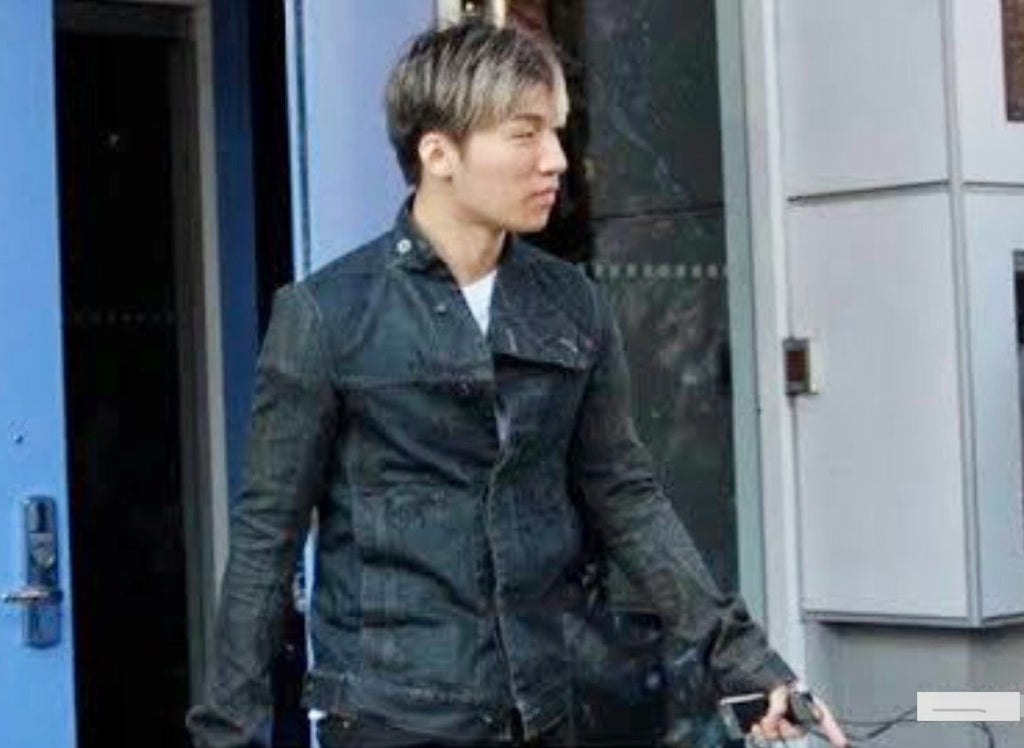 Rick Owens leather-sleeve denim jacket