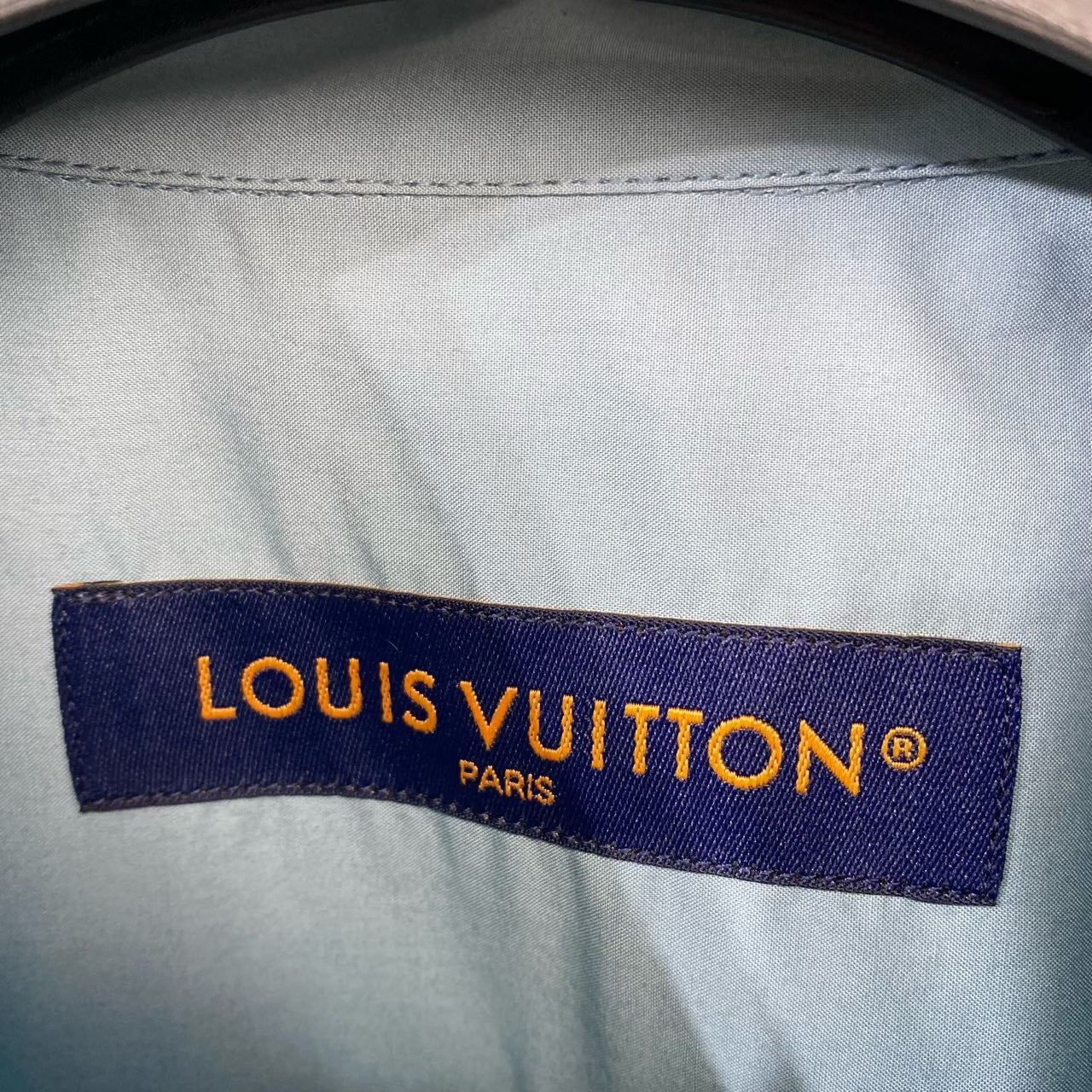 Louis Vuitton SS23 Long Sleeve Logo Button-Front Blue Shirt