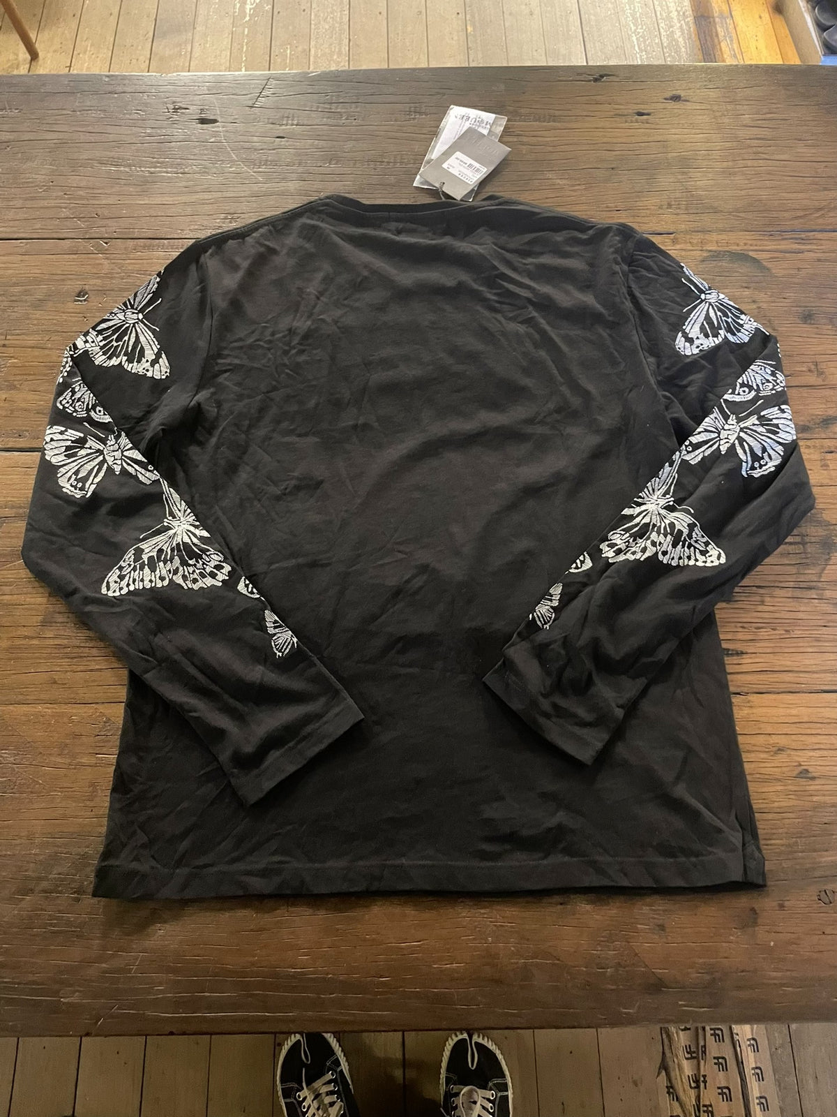 Alexander McQueen FW16 Black Butterfly Print Arm Skull Long Sleeve Cotton Shirt