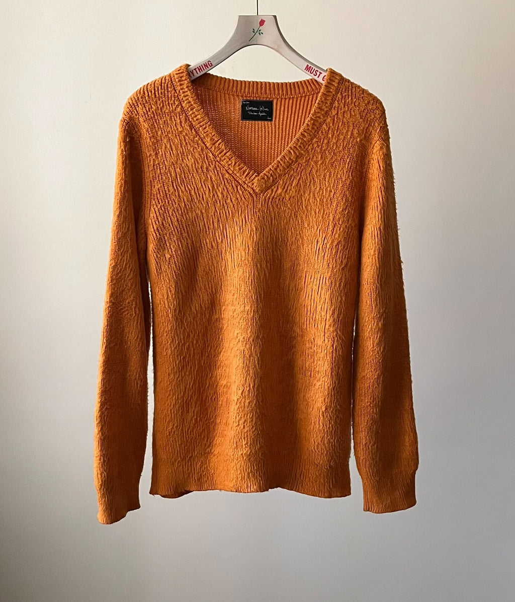 Number (n)ine 03AW Grunge V Knit Sweater Orange