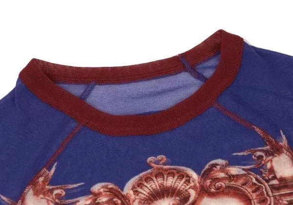 Jean Paul Gaultier Vintage Blue Floral Mesh Top